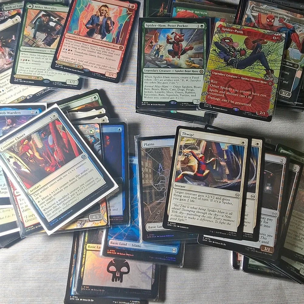 🕷️ 165 Card Set: 10 Mythic Spider-Man SPM MTG With Gwen Stacy/Ghost-Spider